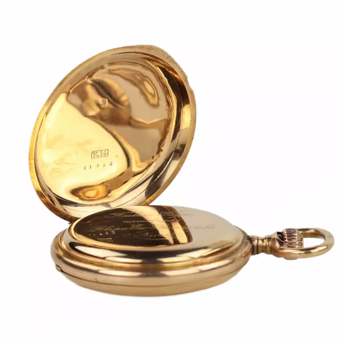 Gold pocket watch with enamel. Pavel Bure company. Russia 1888. 