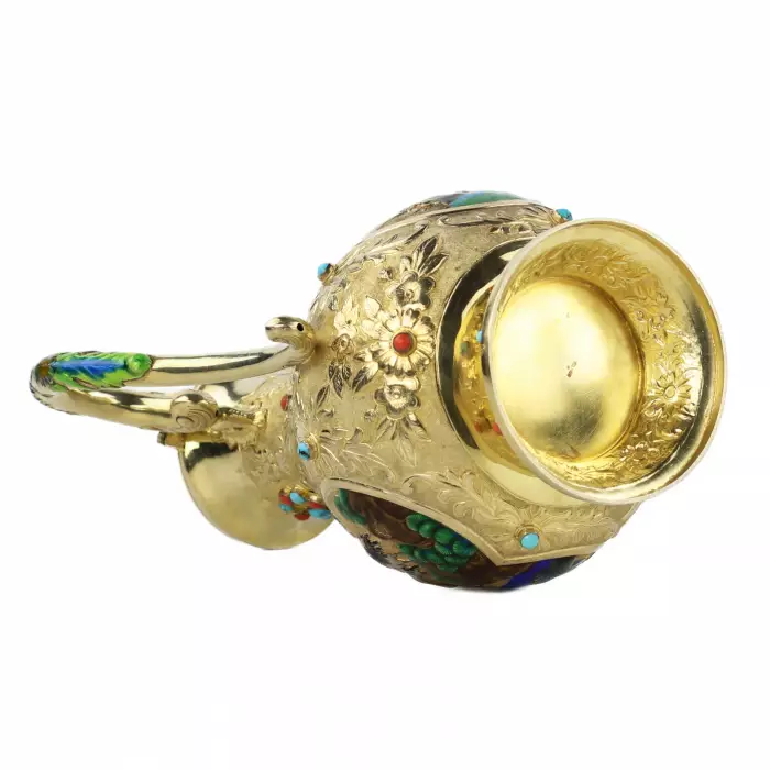 Chinese antique gilt silver enamel tea set. 20th century 