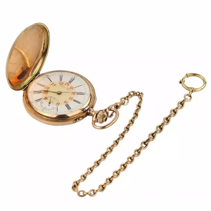Montre de poche en or avec chaîne de Pavel Bure. Russie 1901-1902 