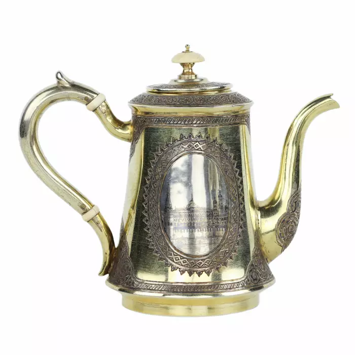 Russian silver tea and coffee set by P. Ovchinnikov, Moscow, 1872