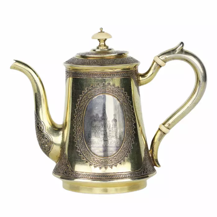 Russian silver tea and coffee set by P. Ovchinnikov, Moscow, 1872