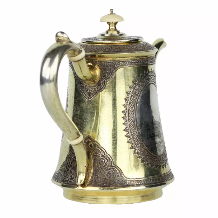 Russian silver tea and coffee set by P. Ovchinnikov, Moscow, 1872