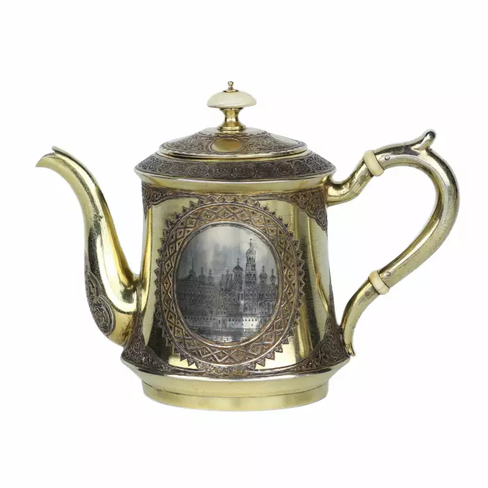 Russian silver tea and coffee set by P. Ovchinnikov, Moscow, 1872