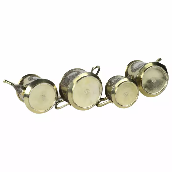 Russian silver tea and coffee set by P. Ovchinnikov, Moscow, 1872
