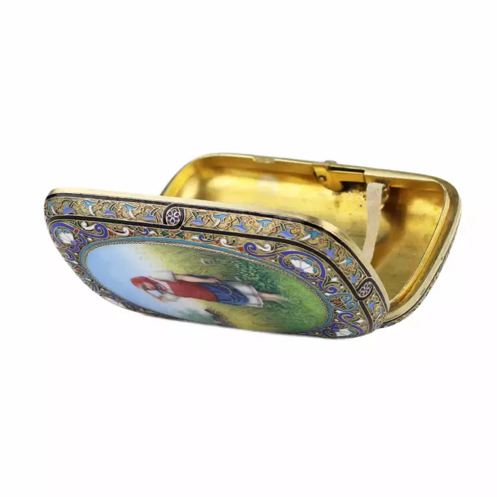 ÉTUI À CIGARETTES EN ARGENT DORÉ ÉMAILLÉ EN PLEIN ET À CLOISONNÉ IVAN ANDREEV, MOSCOU, 1887