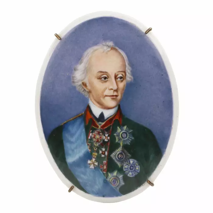 Médaillon en porcelaine avec un portrait de A.V. Souvorov. Russie. XIXe siècle 