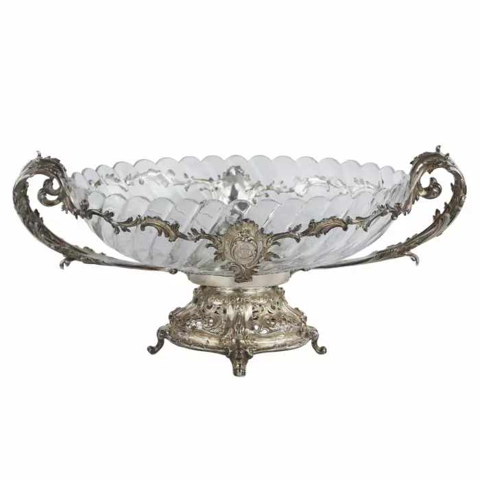 Russian silver and crystal vase, Ignatiy Sazikov firm, St. Petersburg, 1870