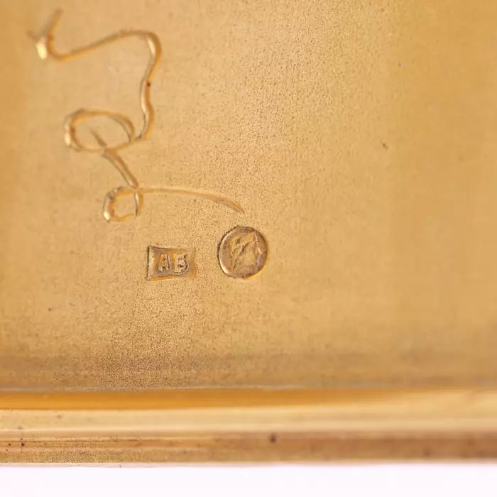 ÉTUI À CIGARETTES RUSSE EN OR 14 CARATS. FABRIQUE BEILIN & SON SAINT-PÉTERSBOURG, 1908–1917