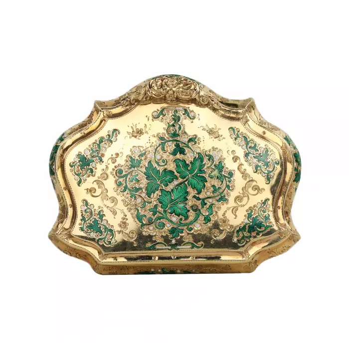 Золотая с эмалью табакерка. Швейцария  около 1845-1860 гг