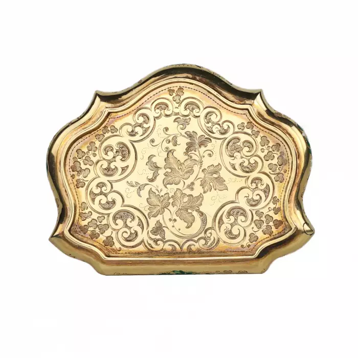 Золотая с эмалью табакерка. Швейцария  около 1845-1860 гг