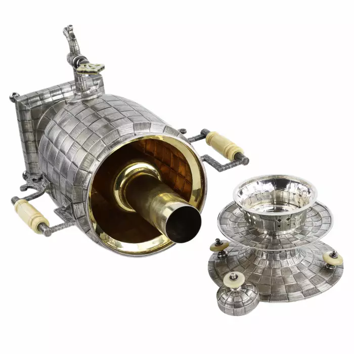 LARGE RUSSIAN SILVER TEA SERVICE “BAST” GRACHEV BROTHERS, ST PETERSBURG, 1883–1884