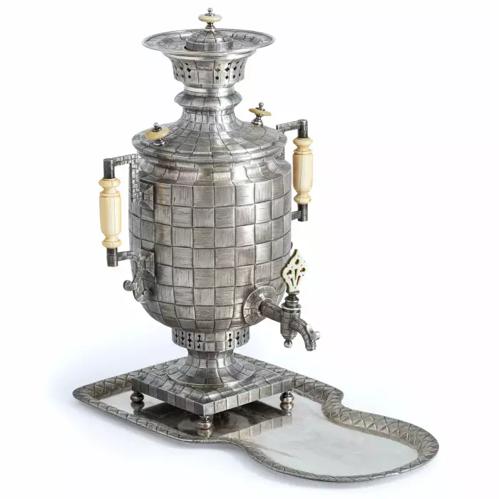 LARGE RUSSIAN SILVER TEA SERVICE “BAST” GRACHEV BROTHERS, ST PETERSBURG, 1883–1884