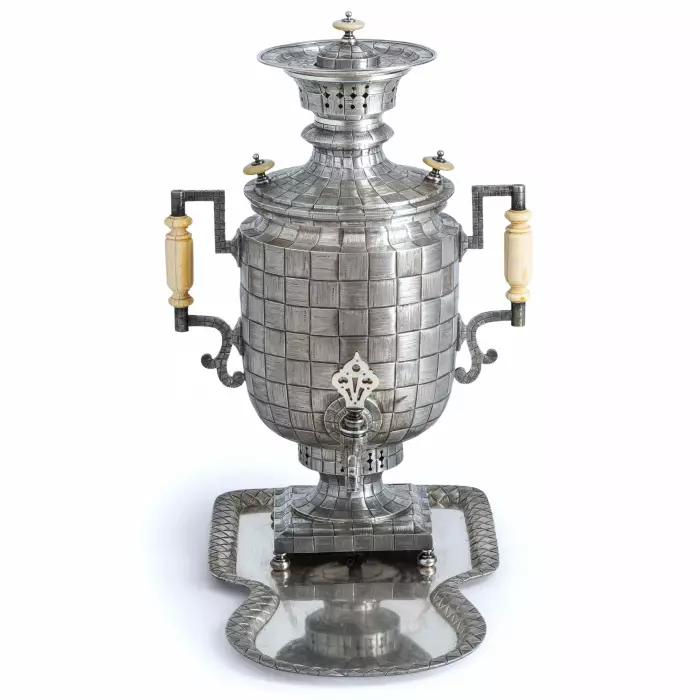 LARGE RUSSIAN SILVER TEA SERVICE “BAST” GRACHEV BROTHERS, ST PETERSBURG, 1883–1884