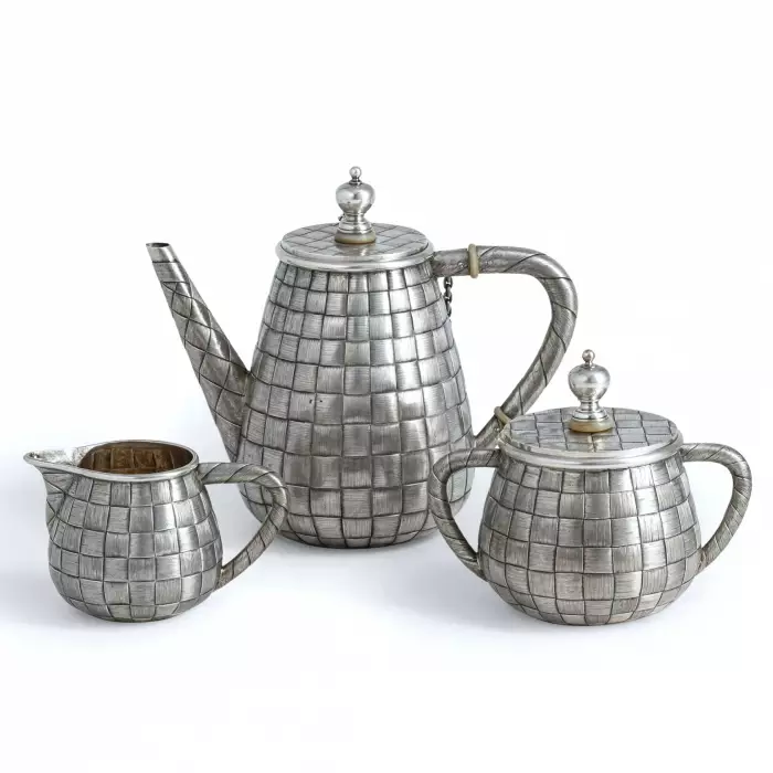 LARGE RUSSIAN SILVER TEA SERVICE “BAST” GRACHEV BROTHERS, ST PETERSBURG, 1883–1884