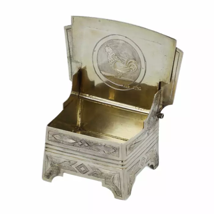 Salière russe en argent en forme de siège. Ivan Alekseevitch Svéchnikov. Moscou, 1885.