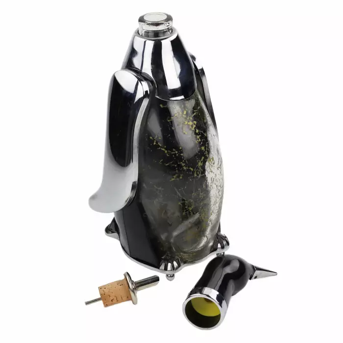 CARAFE EN FORME DE MANCHOT AVEC BOÎTE À MUSIQUE. JAPON. ANNÉES 1960