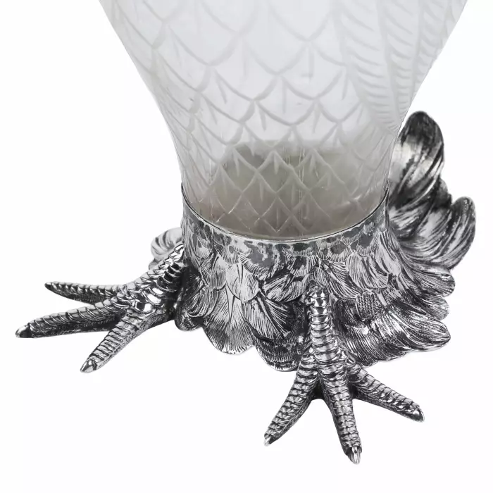 GLASS AND SILVER ROOSTER-FORM JUG. HANAU, J.D. SCHLEISSNER SÖHNE. LATE 19TH CENTURY