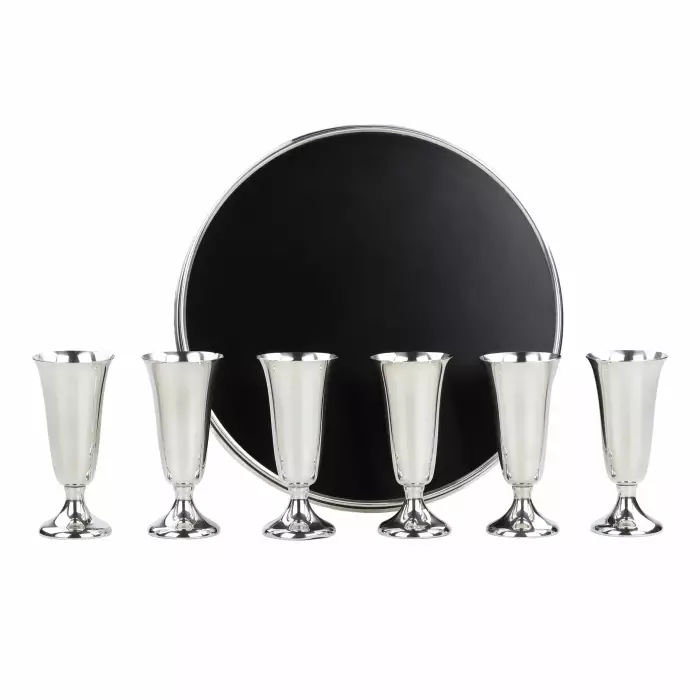 SERVICE EN ARGENT DE 6 VERRINES SUR PLATEAU. GORHAM STERLING. ÉTATS-UNIS, XXe SIÈCLE