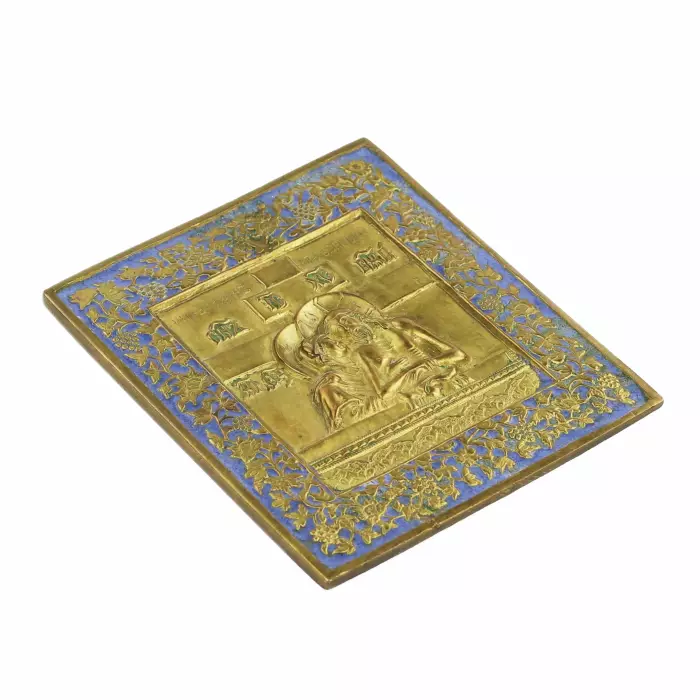 DO NOT WEEP FOR ME, MOTHER CAST BRASS ICON WITH ENAMEL RUSSIA, MID-19TH CENTURY