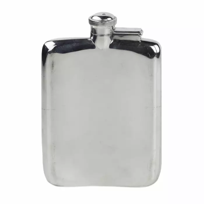 SILVER HIP FLASK. MAPPIN & WEBB. SHEFFIELD, ENGLAND. 1918