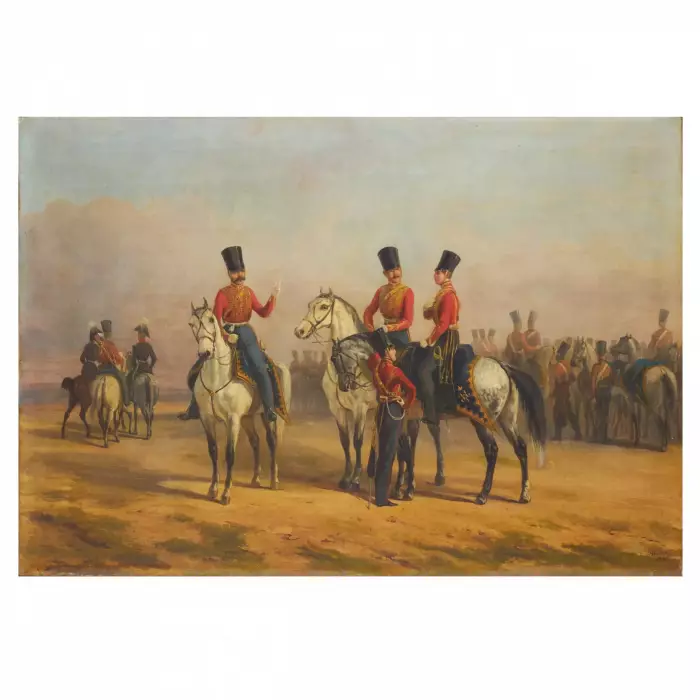 OFFICIERS DU RÉGIMENT DE CUIRASSIERS DE LA GARDE IMPÉRIALE RUSSE EN PARADE. 1845