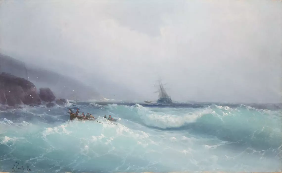 KHARLAMPY DMITRIEVICH KOSTANDI (SECOND HALF OF THE 1860s – AFTER 1917). STORMY SEA RUSSIA, EARLY 20TH CENTURY