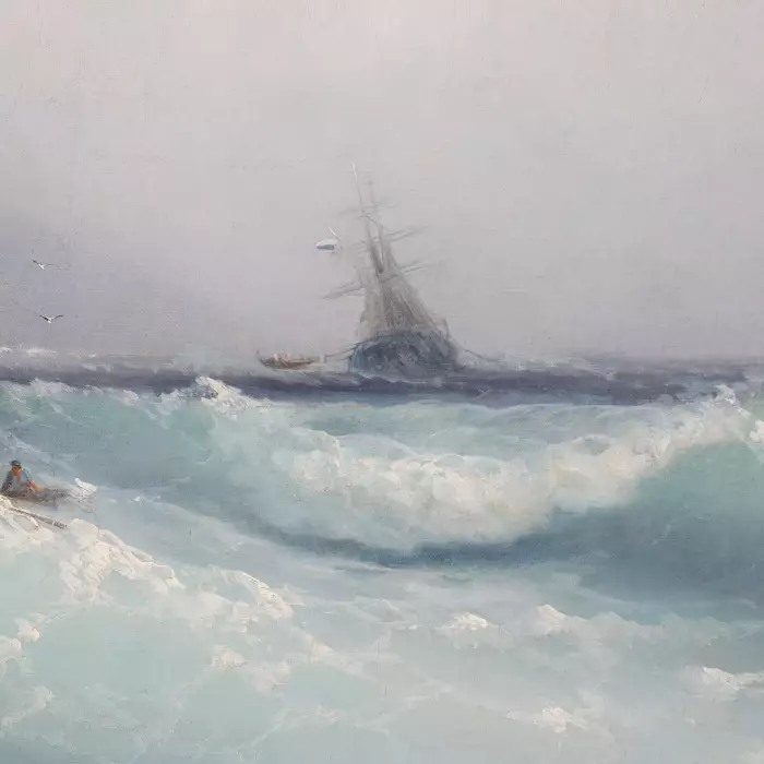 KHARLAMPY DMITRIEVICH KOSTANDI (SECOND HALF OF THE 1860s – AFTER 1917). STORMY SEA RUSSIA, EARLY 20TH CENTURY