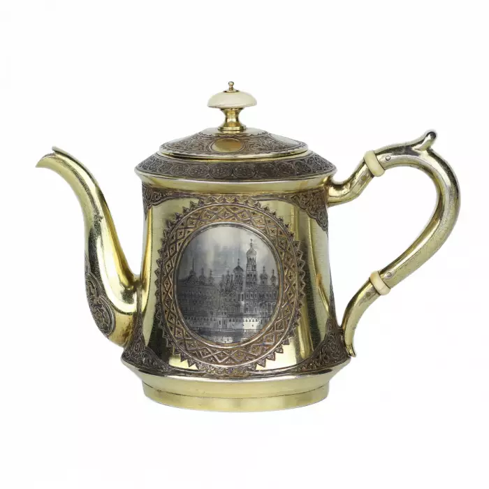 TEA AND COFFEE SET BY P. OVCHINNIKOV MOSCOW, LATE 19TH CENTURY