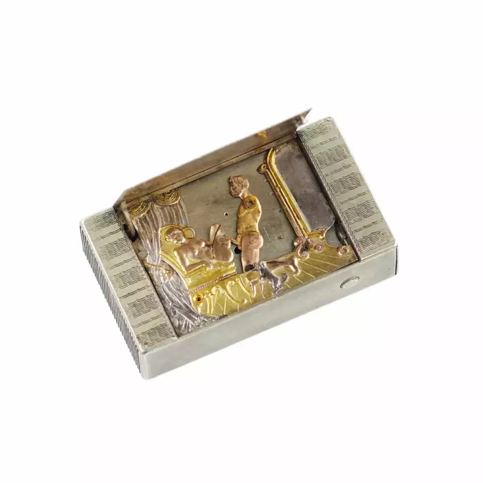Boîte d’allumettes automatique érotique avec miniature mécanique  France, début du XXᵉ siècle