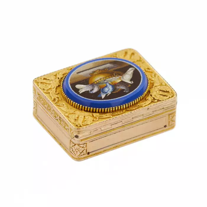 MUSICAL SNUFFBOX WITH MICROMOSAIC PLINY`S DOVES FRANCE, 1819–1838 