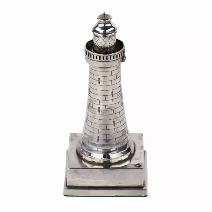 BRIQUET EN ARGENT EN FORME DE PHARE, SHORT & MASON, BIRMINGHAM, 1931