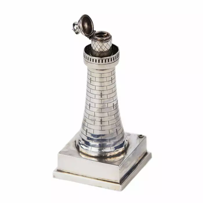 BRIQUET EN ARGENT EN FORME DE PHARE, SHORT & MASON, BIRMINGHAM, 1931