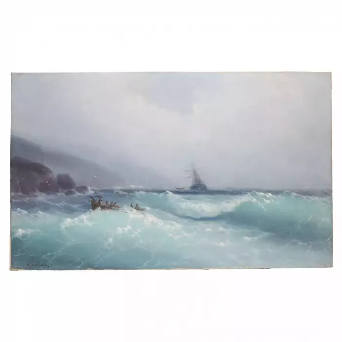KHARLAMPY DMITRIEVICH KOSTANDI (SECOND HALF OF THE 1860s – AFTER 1917). STORMY SEA RUSSIA, EARLY 20TH CENTURY