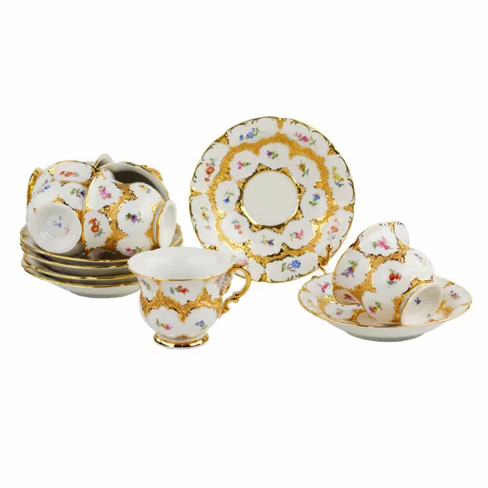 TEA AND COFFEE SERVICE MEISSEN FOR SIX PERSONS  GERMANY, 20TH CENTURY