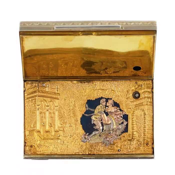 RARE SILVER EROTIC MUSICAL BOX  ITALY, 1930s