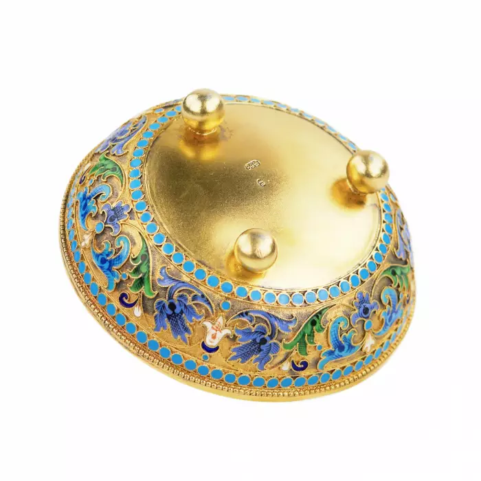 COUPE EN ARGENT AUX ÉMAUX POLYCHROMES. MAÎTRE VASSILI AGAFONOV RUSSIE, MOSCOU, FIN DU XIXᵉ SIÈCLE