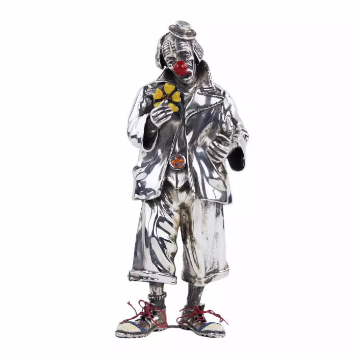 SILVER FIGURE OF A CLOWN. VITTORIO ANCINI  ITALY, AREZZO, SECOND HALF OF THE 20TH CENTURY