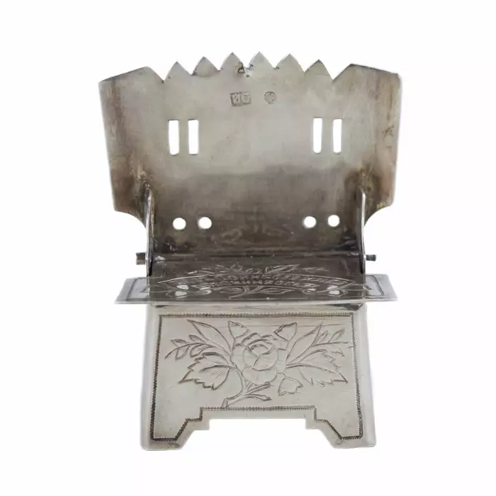 SILVER SALT CELLAR IN THE FORM OF A CHAIR, IVAN DMITRIEVICH SALTYKOV MOSCOW, RUSSIA, 1882–1898