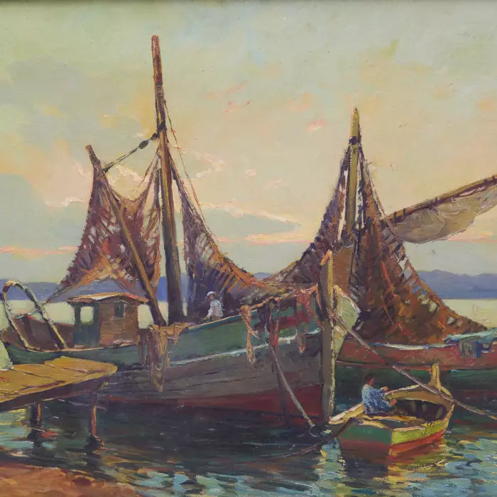 GEORGY ALEXANDROVICH LAPSHIN (1885–1950)  FISHING BOATS FRANCE, 1930s