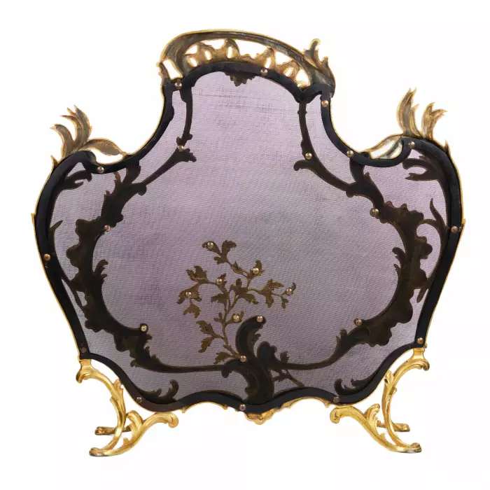 GILT BRONZE FIREPLACE SCREEN IN THE LOUIS XV STYLE FRANCE, 19TH CENTURY