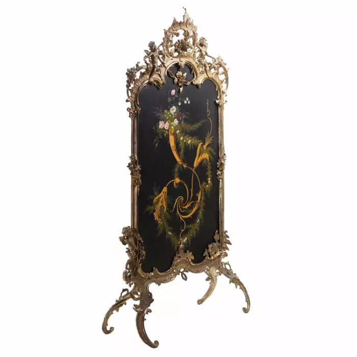 FIREPLACE SCREEN IN THE NEO ROCOCO STYLE. EISENWERK LAUCHHAMMER GERMANY, 20TH CENTURY