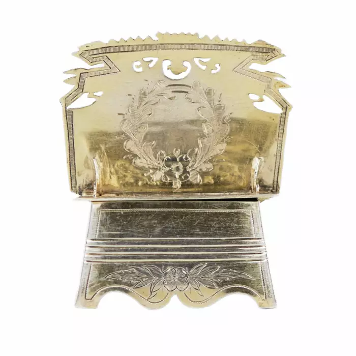 Silver salt cellar in the form of a chair in Old Russian style, Vasily Ivanovich Ivanov Moscow, Russia, 1885