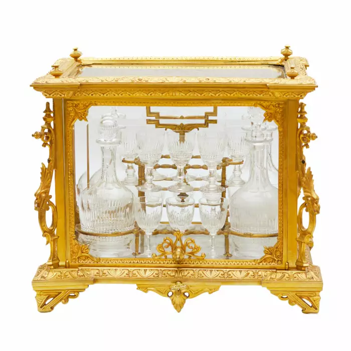 LIQUEUR CABINET (CAVE À LIQUEURS) IN GILT BRONZE AND CRYSTAL IN THE NAPOLEON III STYLE FRANCE, SECOND HALF OF THE 19TH CENTURY