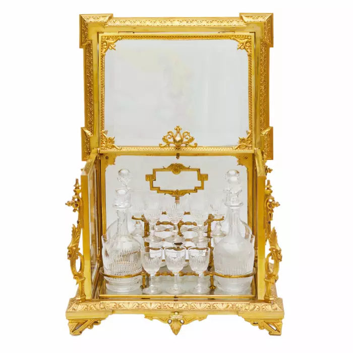 LIQUEUR CABINET (CAVE À LIQUEURS) IN GILT BRONZE AND CRYSTAL IN THE NAPOLEON III STYLE FRANCE, SECOND HALF OF THE 19TH CENTURY