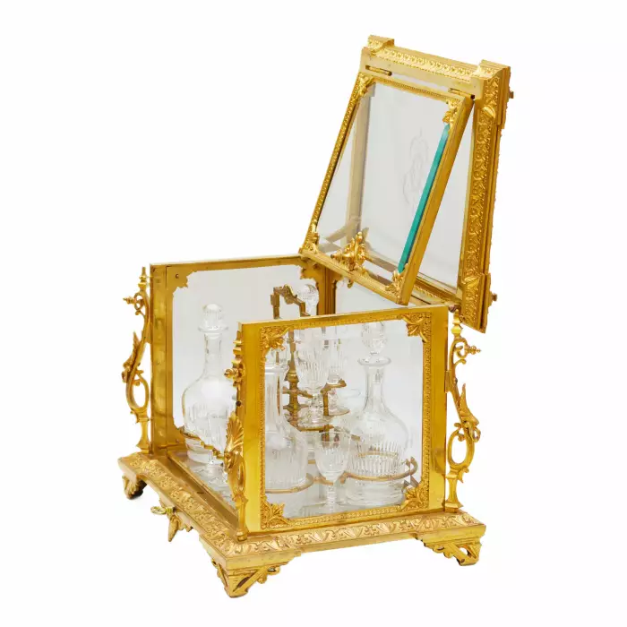 LIQUEUR CABINET (CAVE À LIQUEURS) IN GILT BRONZE AND CRYSTAL IN THE NAPOLEON III STYLE FRANCE, SECOND HALF OF THE 19TH CENTURY