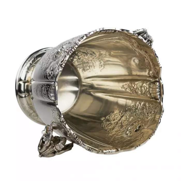 SILVER CHAMPAGNE COOLER WITH DRAGON HANDLES. EUROPE, LATE 19TH - EARLY 20TH CENTURY