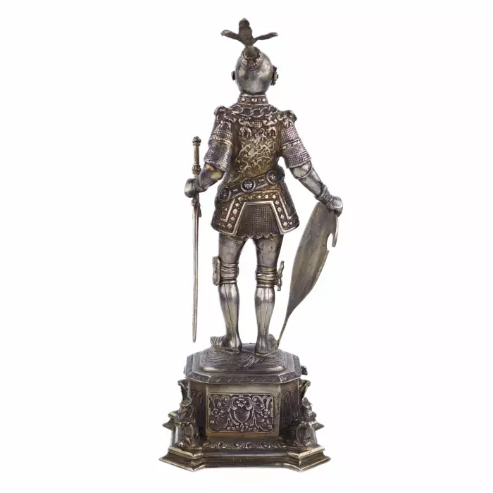SILVER CABINET FIGURE OF A KNIGHT GERMANY, HANAU, LATE 19TH - EARLY 20TH CENTURY