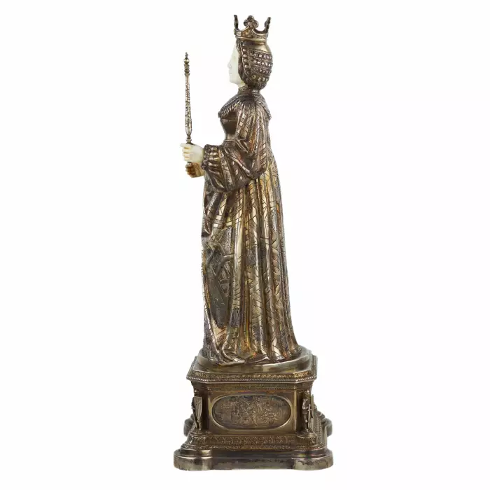 SILVER CABINET FIGURE OF ELISABETH OF BURGUNDY, KURZ J. & CO GERMANY, HANAU, TURN OF THE 19TH AND 20TH CENTURIES