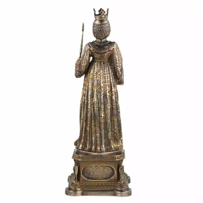 SILVER CABINET FIGURE OF ELISABETH OF BURGUNDY, KURZ J. & CO GERMANY, HANAU, TURN OF THE 19TH AND 20TH CENTURIES