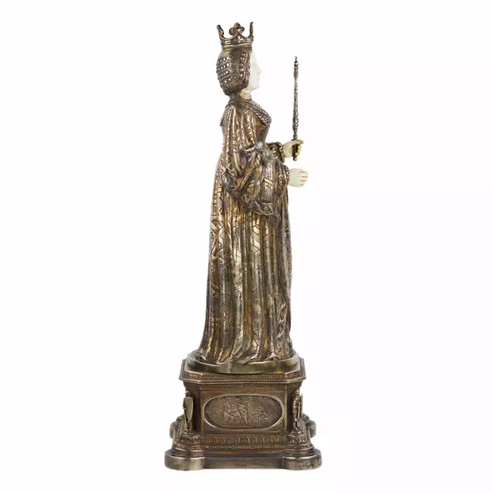 SILVER CABINET FIGURE OF ELISABETH OF BURGUNDY, KURZ J. & CO GERMANY, HANAU, TURN OF THE 19TH AND 20TH CENTURIES